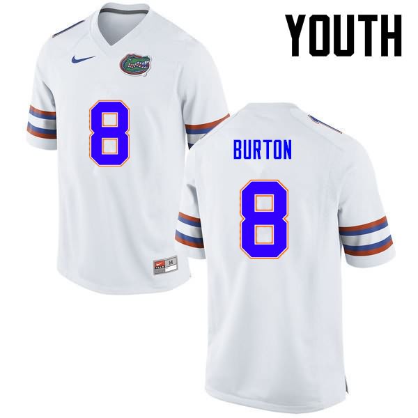 Youth NCAA Florida Gators Trey Burton #8 Stitched Authentic Nike White College Football Jersey GBN2665LN